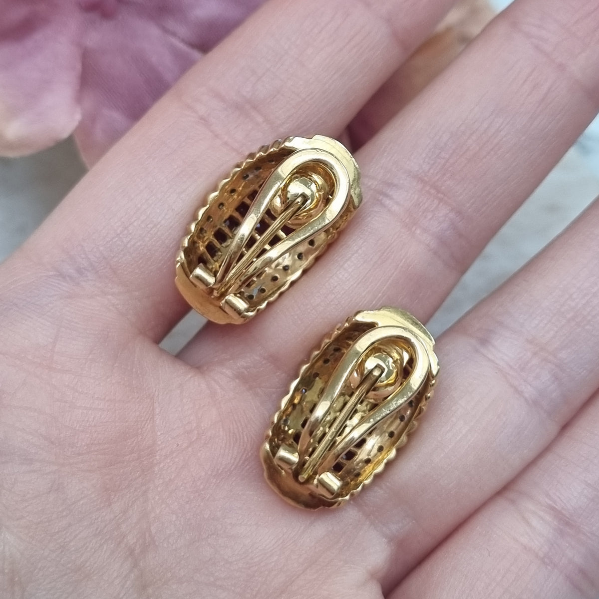 Vintage 18 Carat Yellow Gold Ruby and Diamond Convertible Stud and Clip-on Earrings