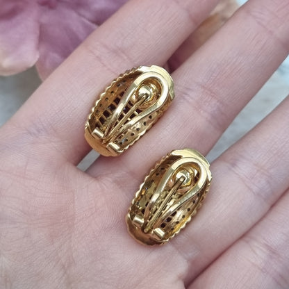 Vintage 18 Carat Yellow Gold Ruby and Diamond Convertible Stud and Clip-on Earrings