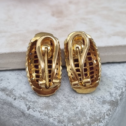Vintage 18 Carat Yellow Gold Ruby and Diamond Convertible Stud and Clip-on Earrings