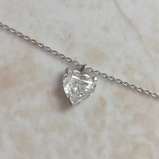 1ct Diamond Solitaire Heart Pendant in Platinum