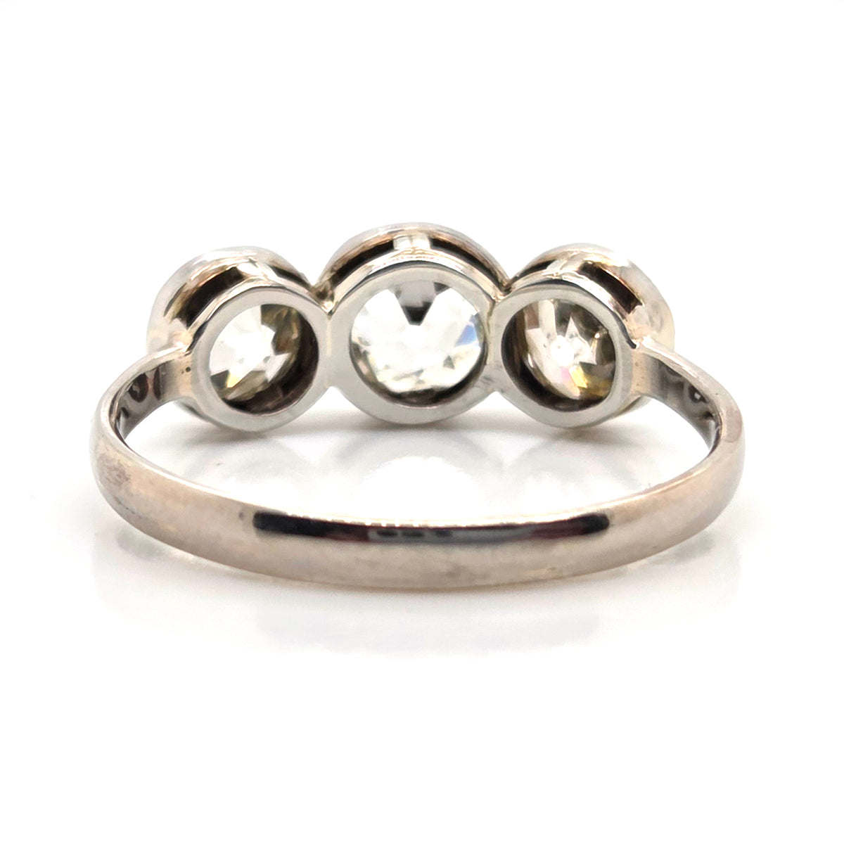 Antique 1.8ct Old European Cut Diamond Three Stone Engagement Ring