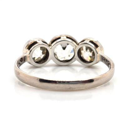 Antique 1.8ct Old European Cut Diamond Three Stone Engagement Ring