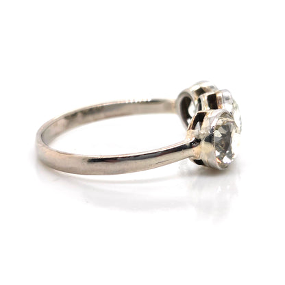 Antique 1.8ct Old European Cut Diamond Three Stone Engagement Ring