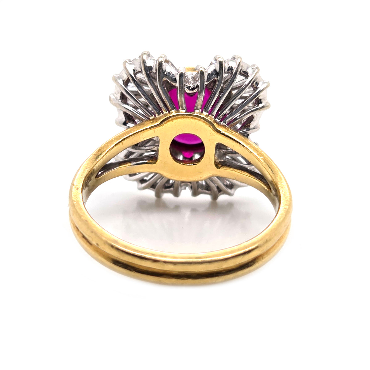 Oval Ruby and Tapered Baguette Diamond Ballerina Cluster Ring