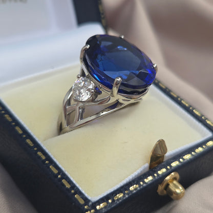 Fine 20.35ct Oval Tanzanite and GIA Diamond Cocktail Ring