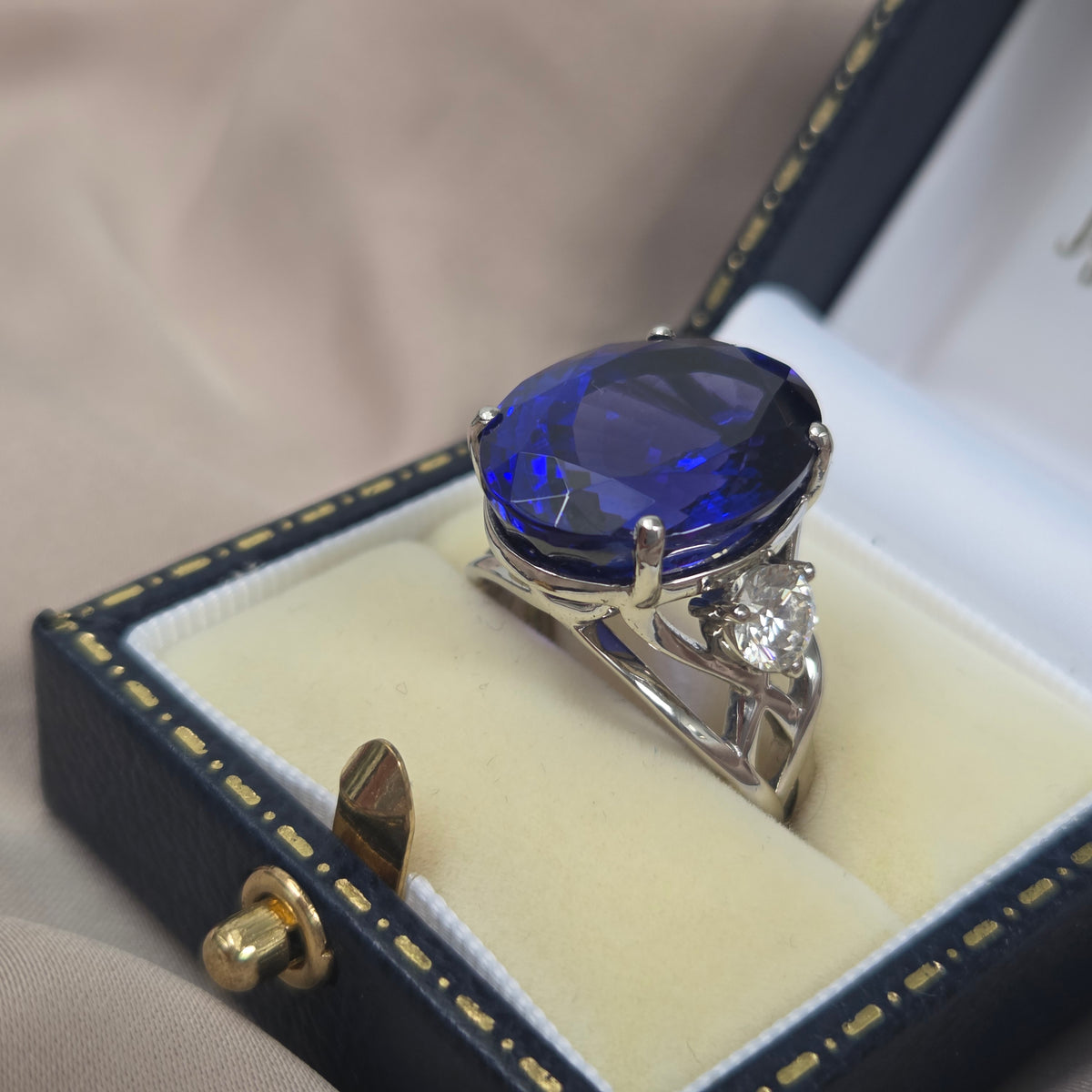 Fine 20.35ct Oval Tanzanite and GIA Diamond Cocktail Ring