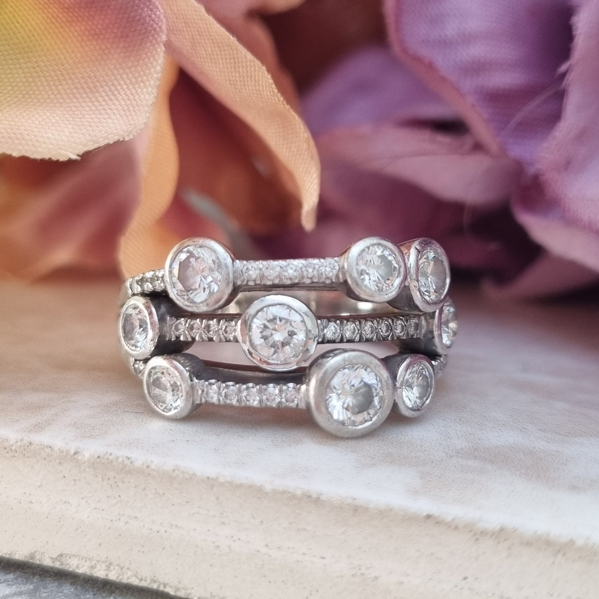Pre Owned Boodles Waterfall Diamond Ring Classic Platinum