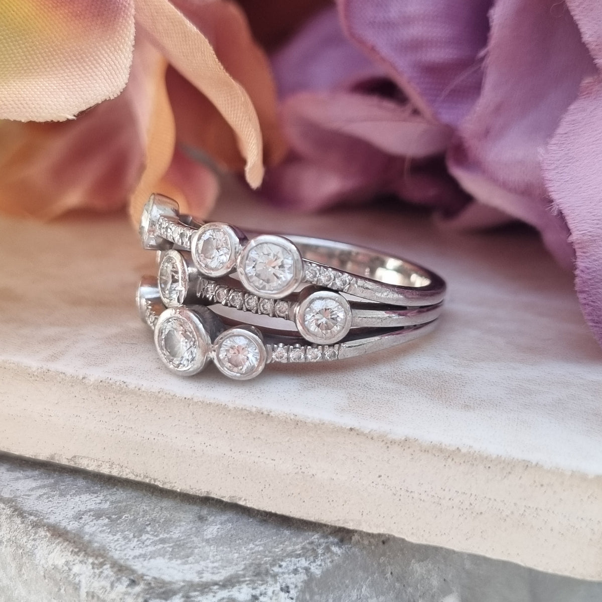 Pre Owned Boodles Waterfall Diamond Ring Classic Platinum