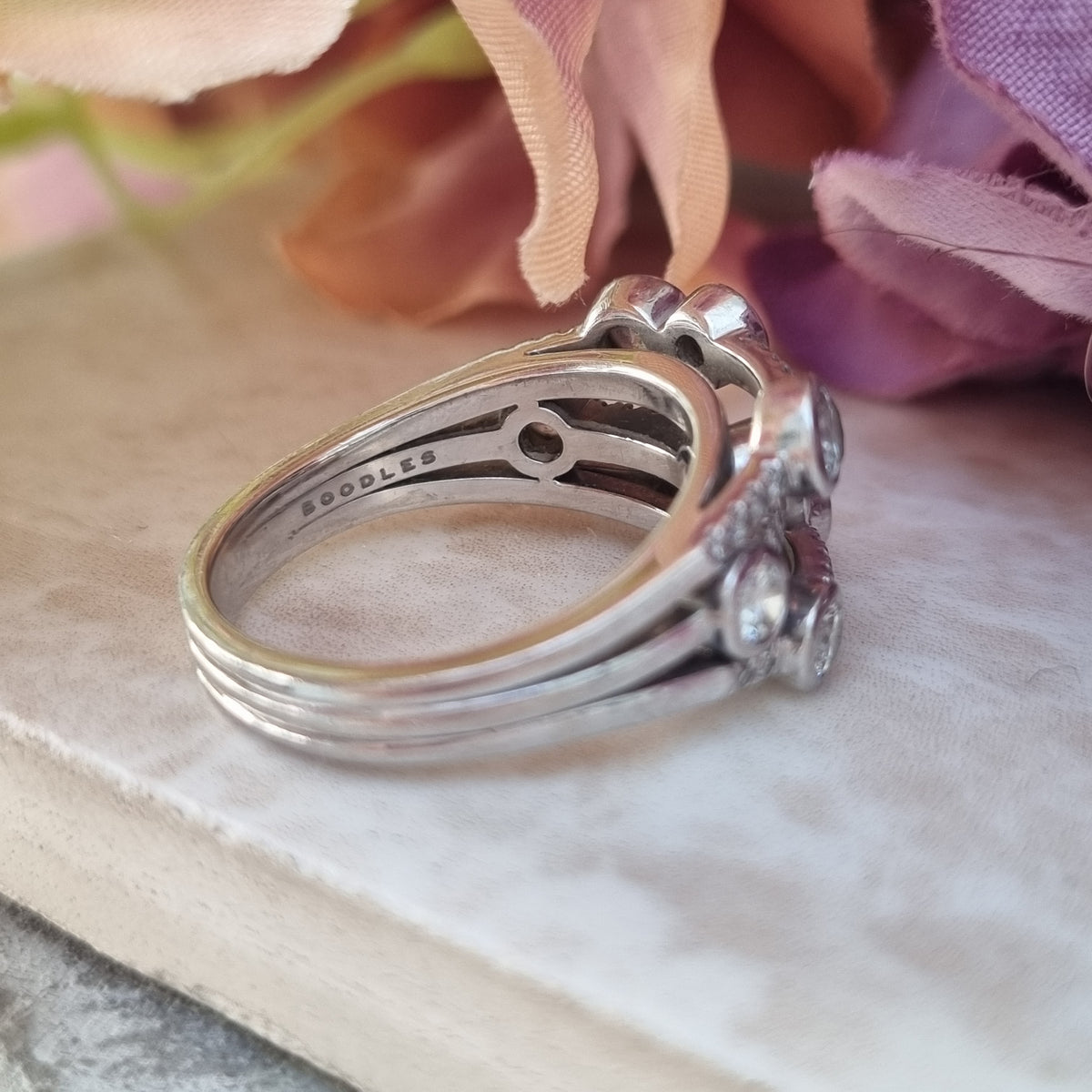 Pre Owned Boodles Waterfall Diamond Ring Classic Platinum