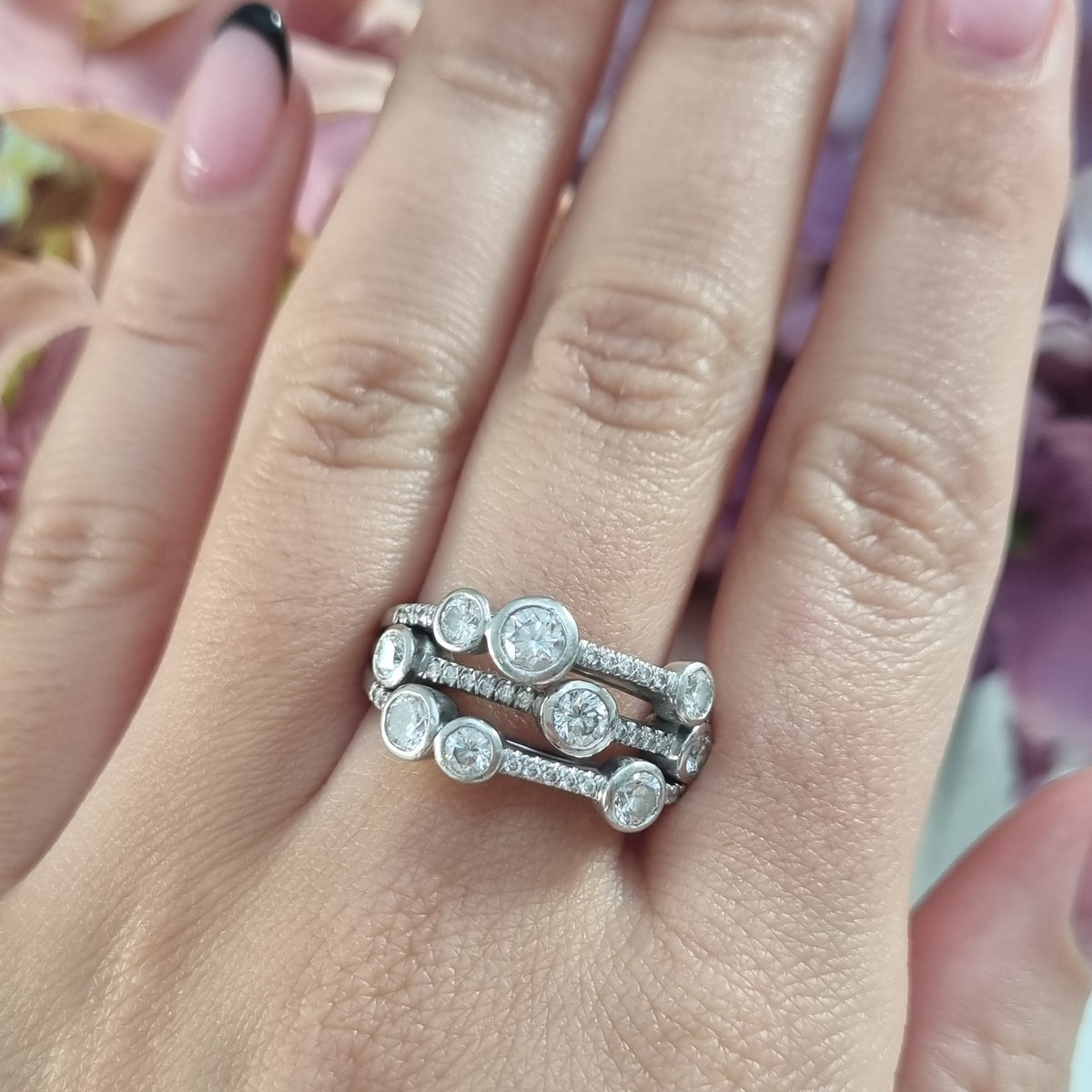 Pre Owned Boodles Waterfall Diamond Ring Classic Platinum