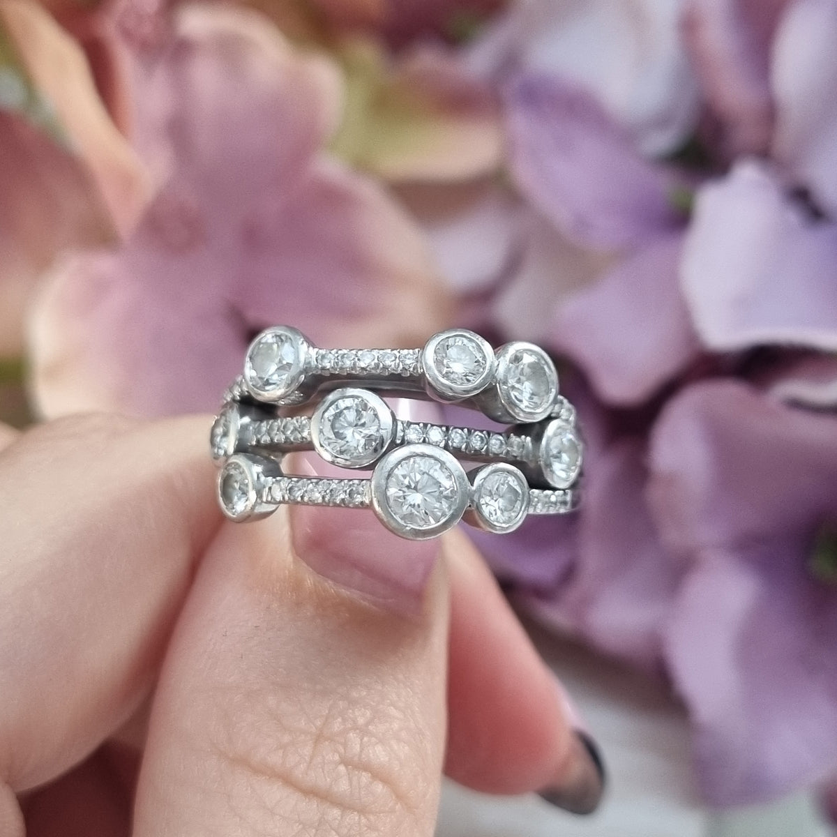 Pre Owned Boodles Waterfall Diamond Ring Classic Platinum