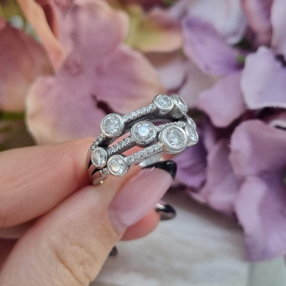 Pre Owned Boodles Waterfall Diamond Ring Classic Platinum