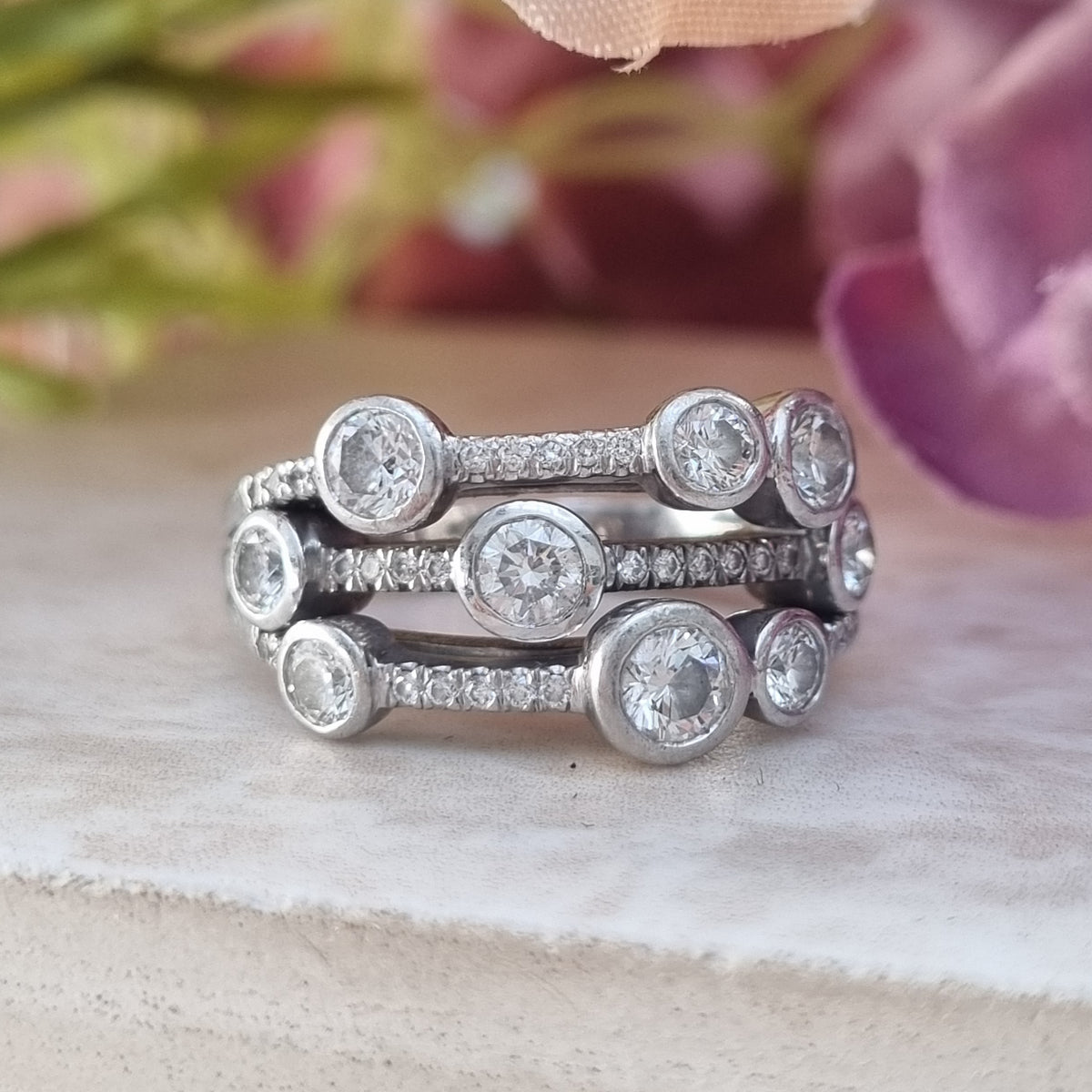 Pre Owned Boodles Waterfall Diamond Ring Classic Platinum