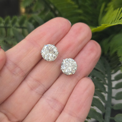 Antique 6cts Old Cut Diamond Solitaire Stud Earrings