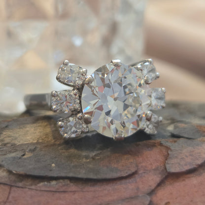 GIA 3.50ct Old Cut Diamond Bow Engagement Ring