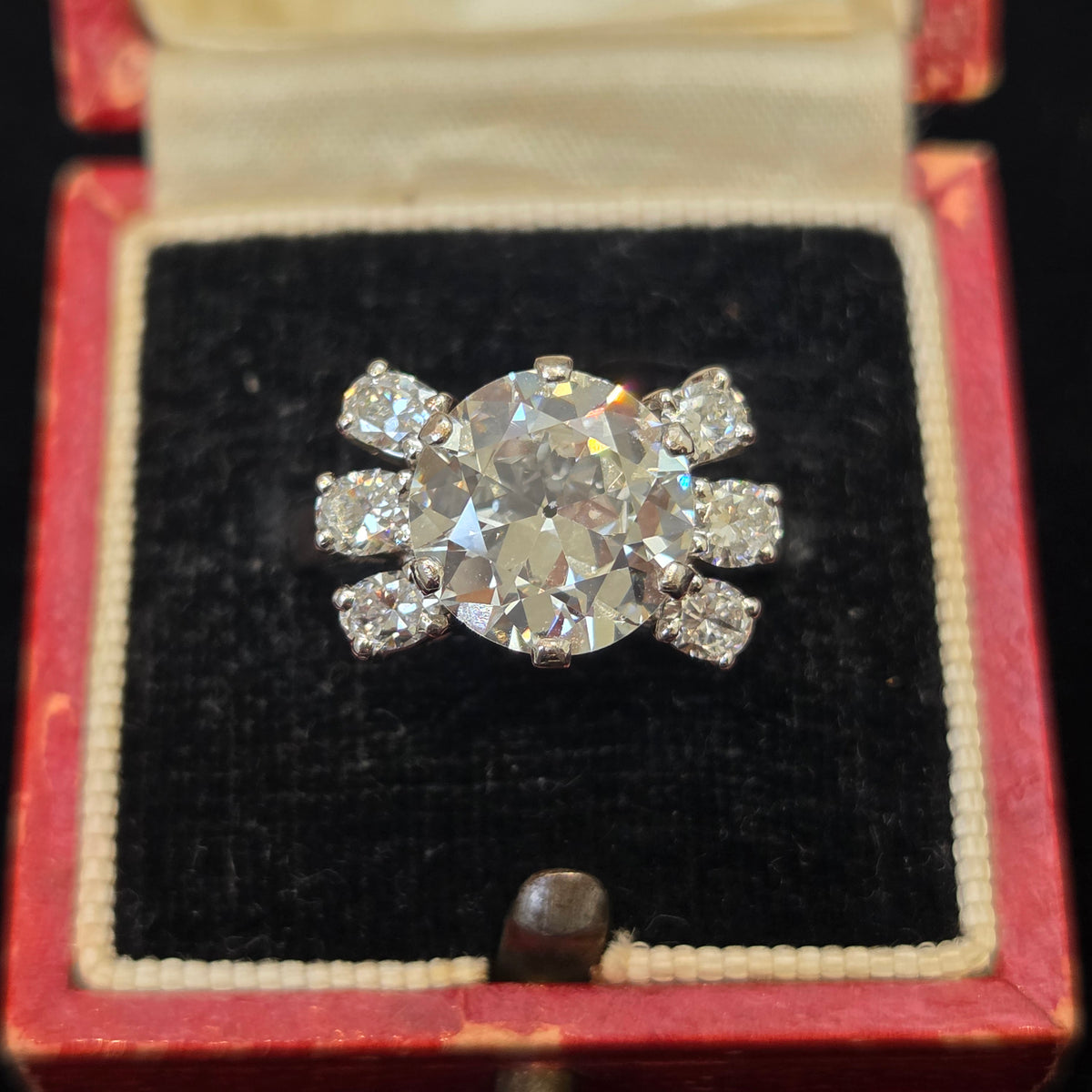 GIA 3.50ct Old Cut Diamond Bow Engagement Ring