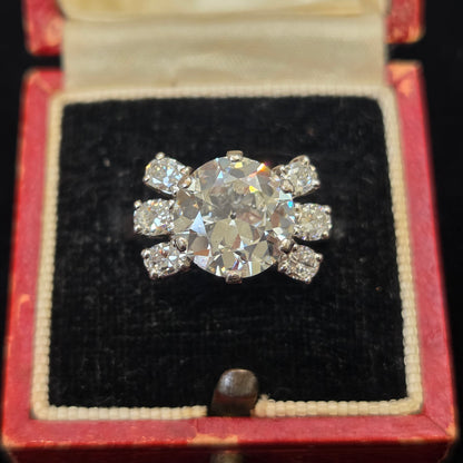 GIA 3.50ct Old Cut Diamond Bow Engagement Ring