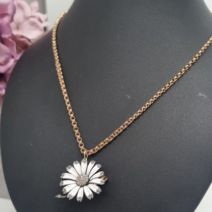 Victorian 18 Carat Gold, Silver, Enamel and Diamond Flower Brooch/Pendant