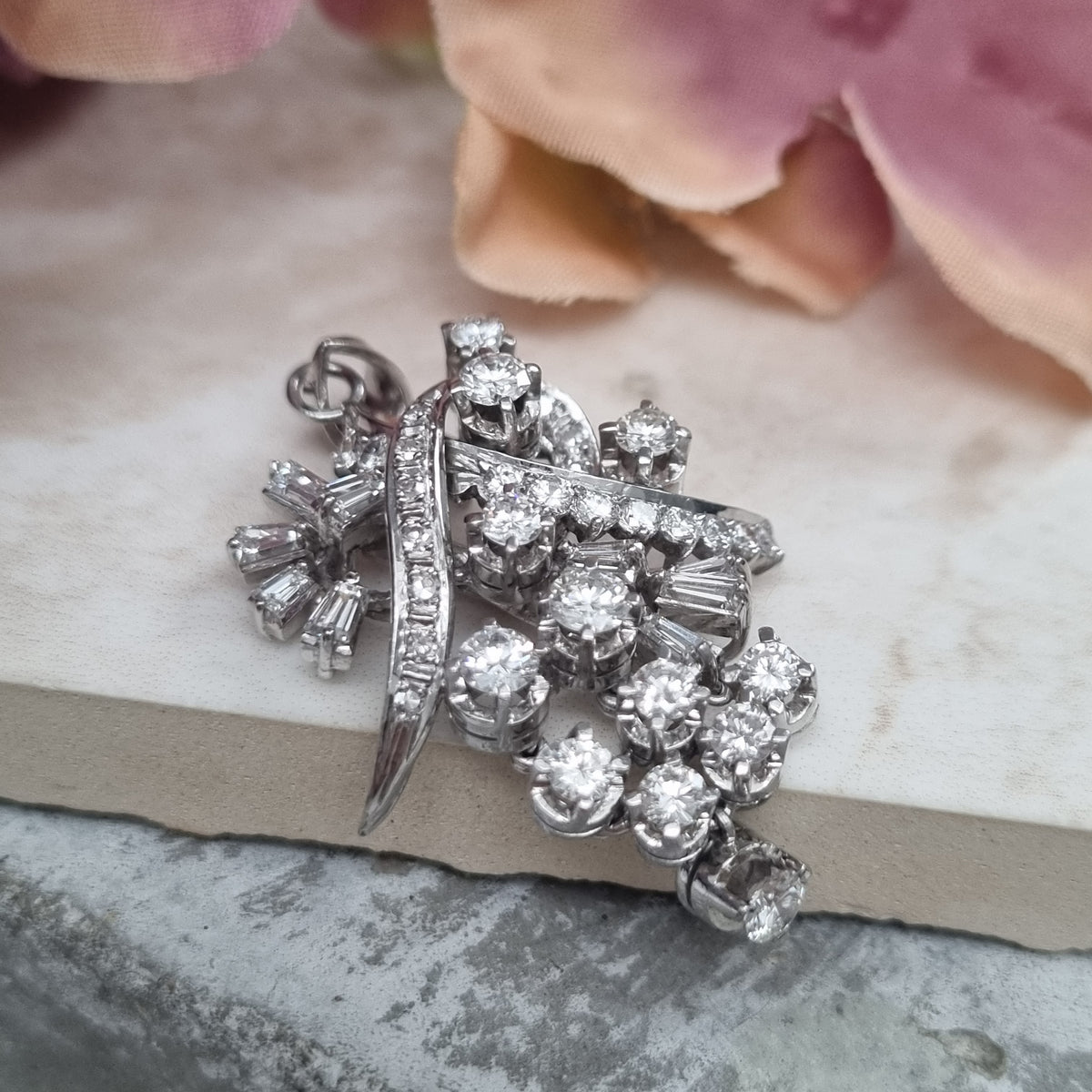 Diamond Spray Pendant, 3 carat total