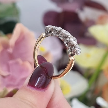 Antique Edwardian Old Diamond Five Stone Ring, 1.75 carats