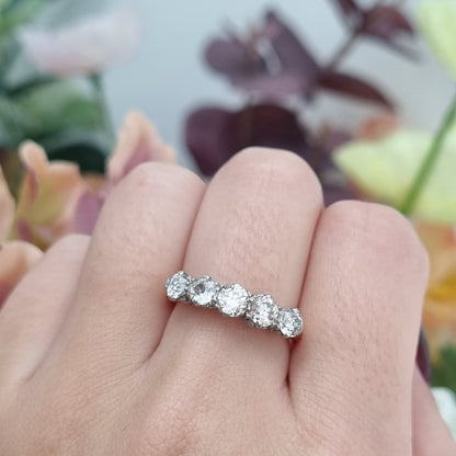 Antique Edwardian Old Diamond Five Stone Ring, 1.75 carats
