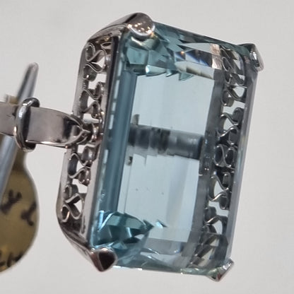 Art Deco 23cts Aquamarine Cocktail Ring in Platinum