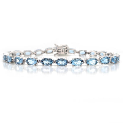9.64ct Oval Aquamarine and Diamond Line Bracelet