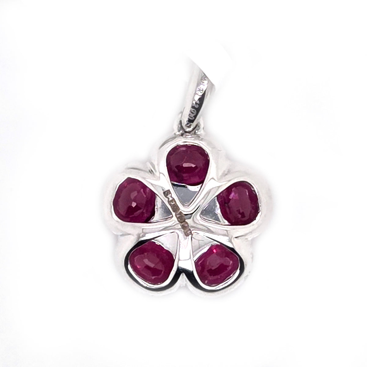 Ruby and Diamond Flower Cluster Pendant