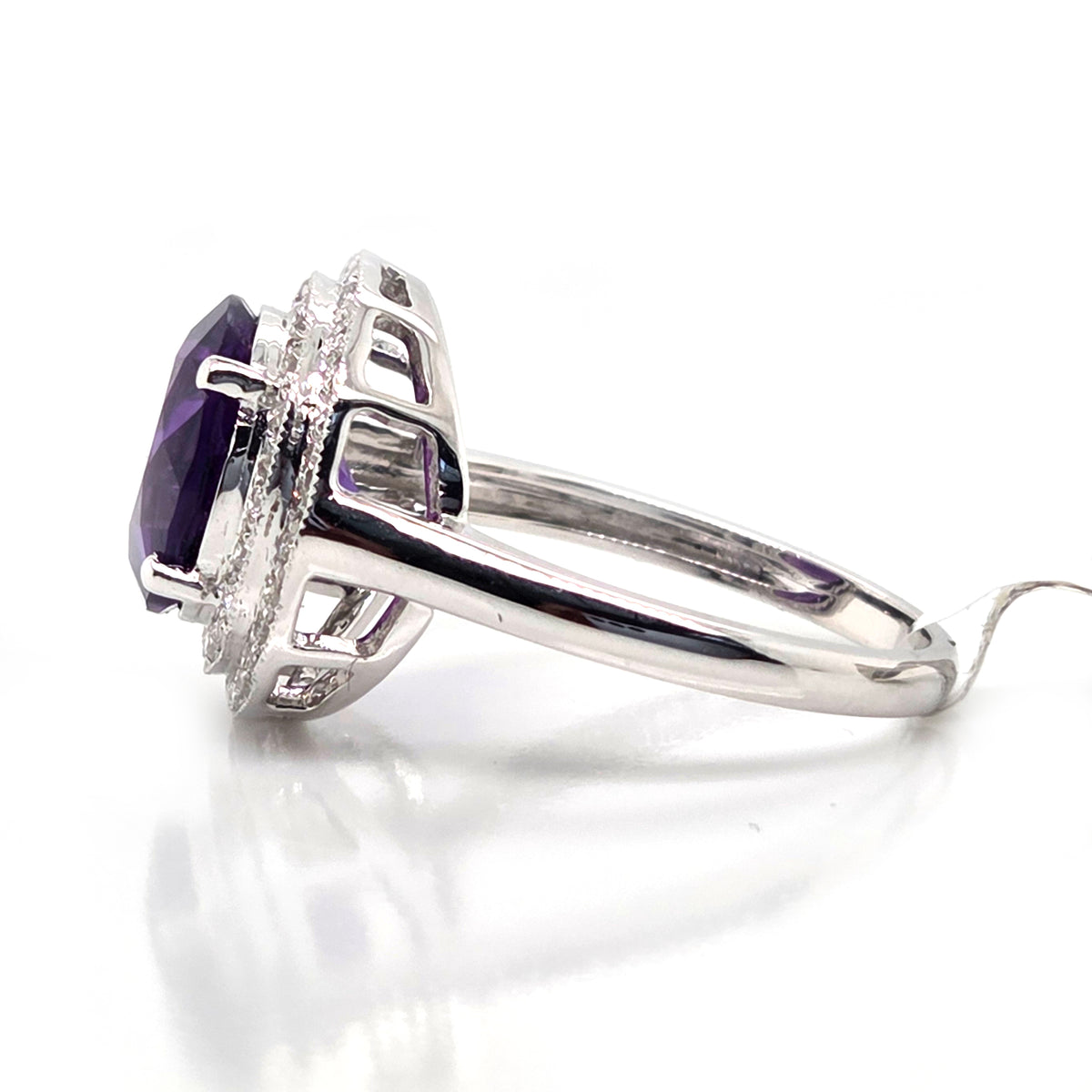 3.26ct Amethyst and Diamond Cluster Dress Ring