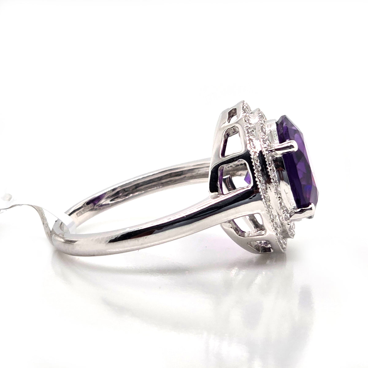 3.26ct Amethyst and Diamond Cluster Dress Ring
