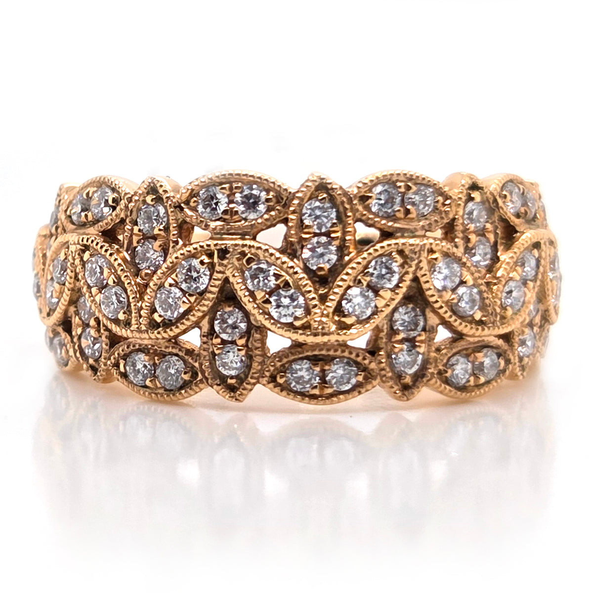 Diamond Set Wide Band Ring in 18ct Rose Gold