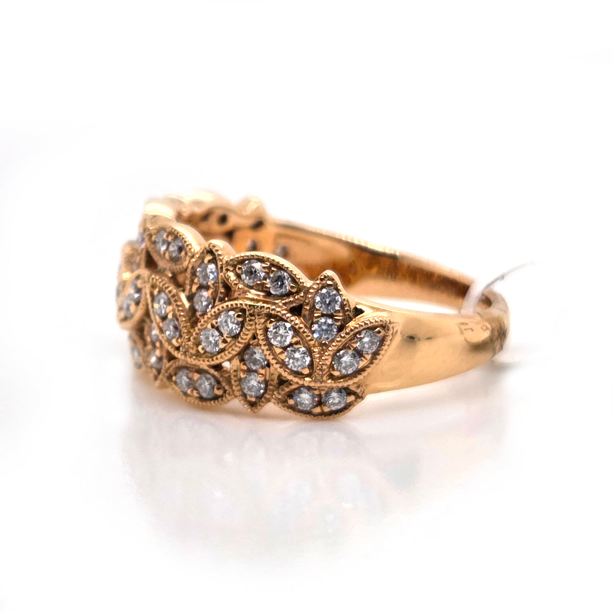 Diamond Set Wide Band Ring in 18ct Rose Gold