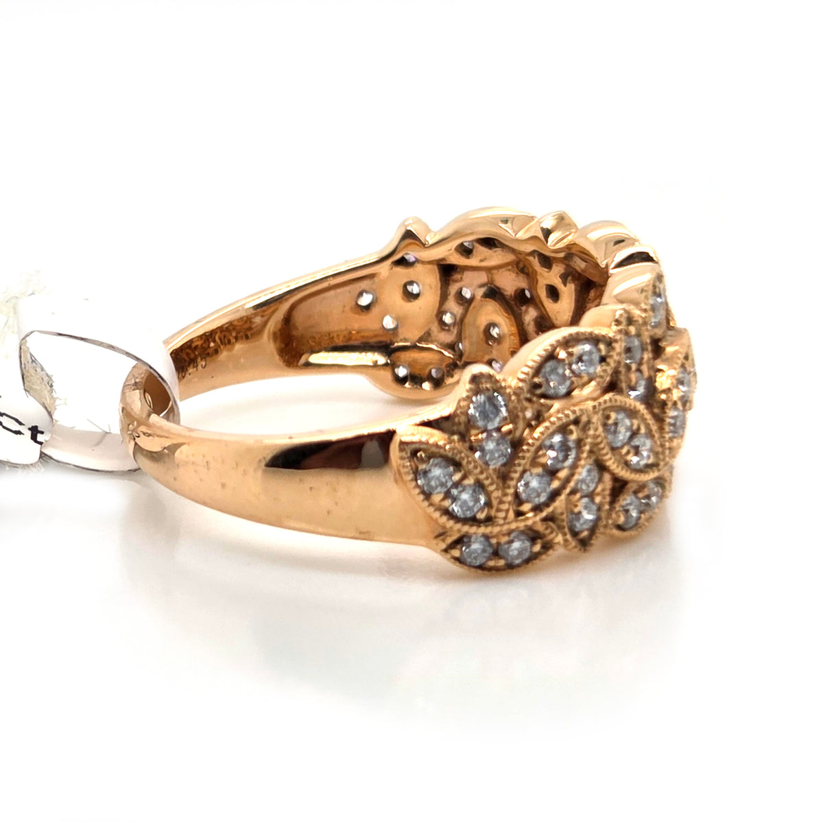 Diamond Set Wide Band Ring in 18ct Rose Gold