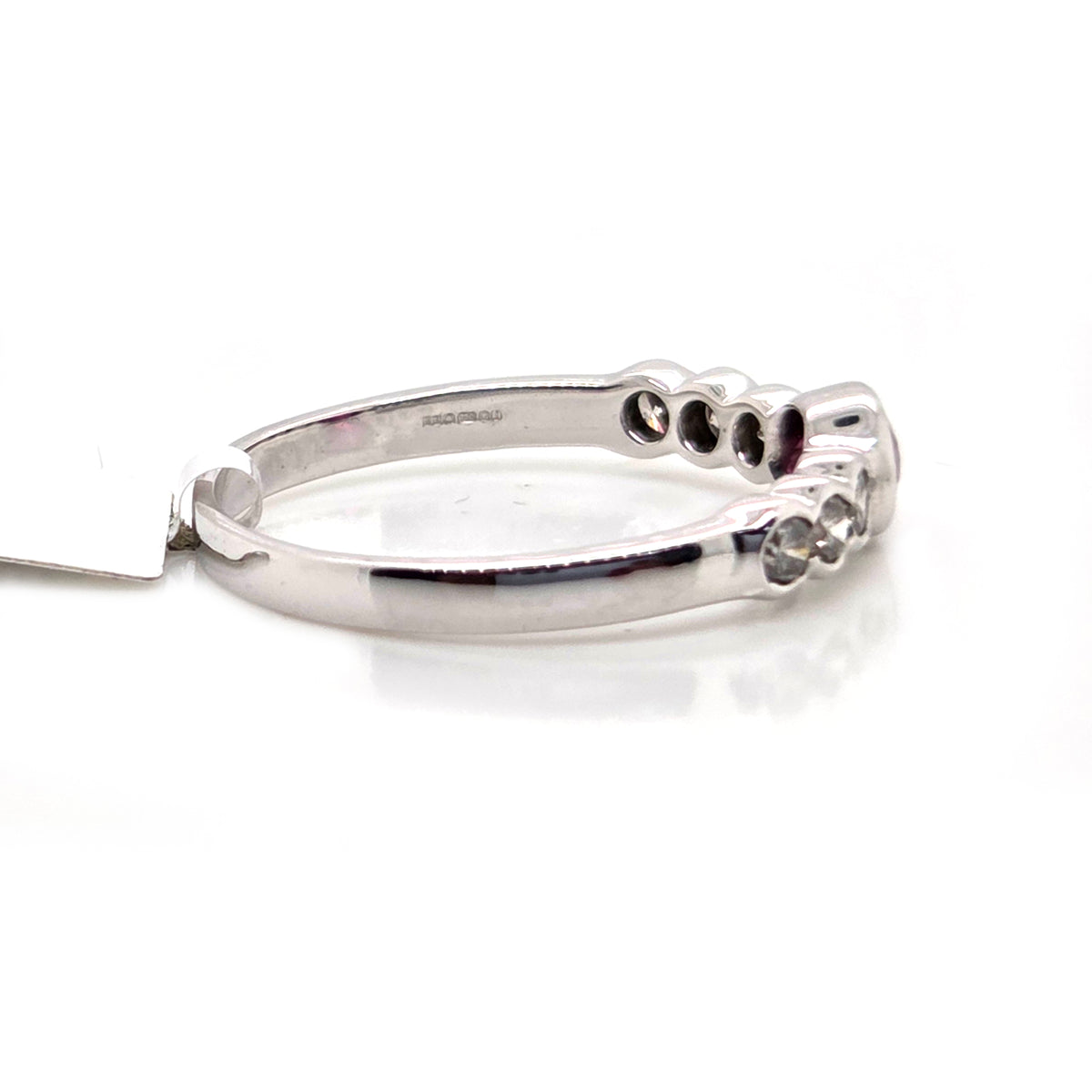 Oval Ruby and Diamond Seven Stone Engagement Wedding Band Ring in 18ct White Gold
