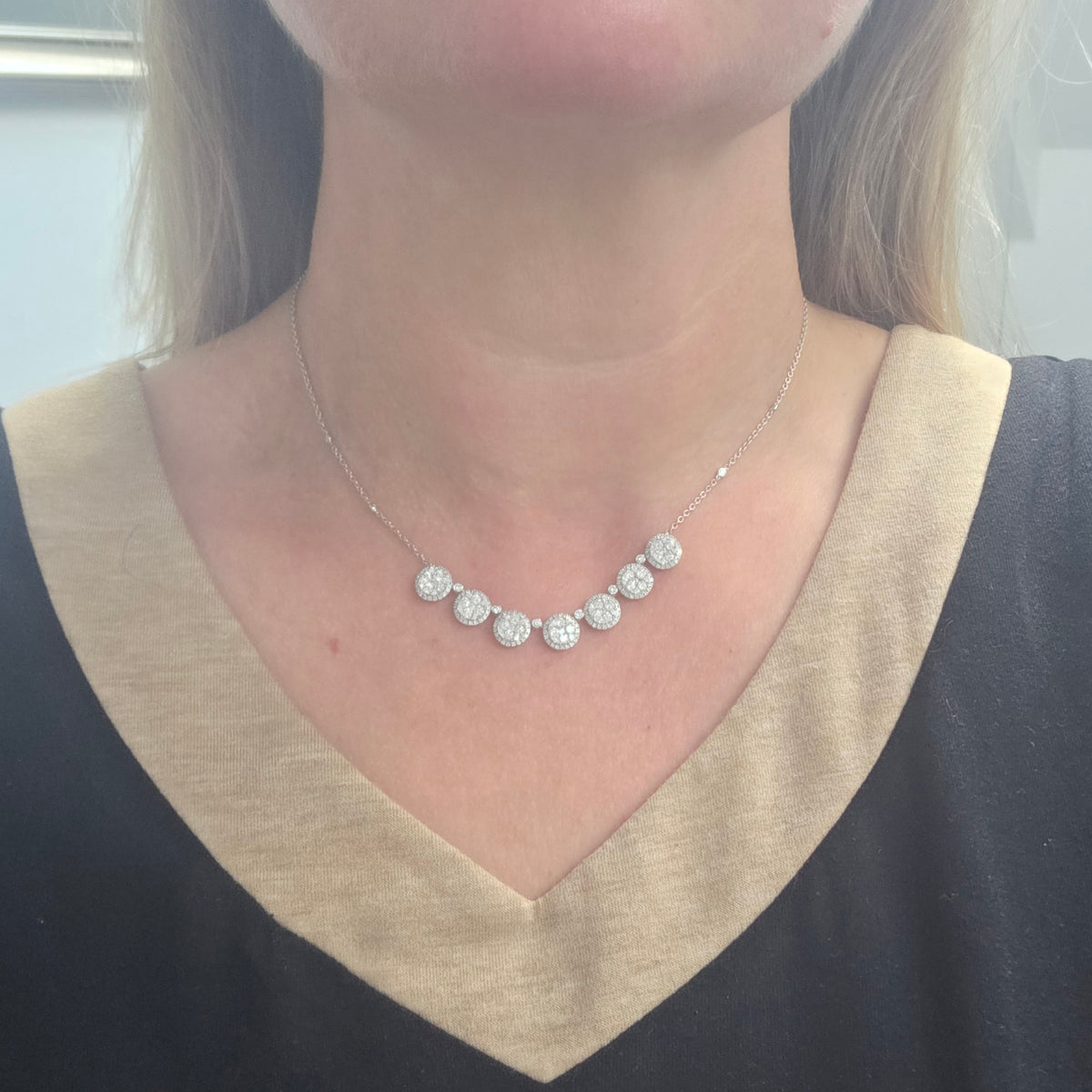 Diamond 3.07ct Diamond Cluster Necklace