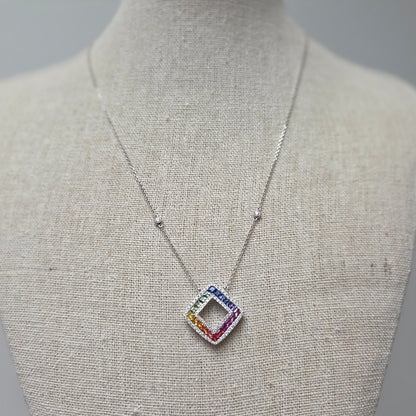 Fancy Multi Colour Sapphire and Diamond Pendant Necklace