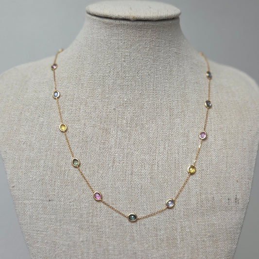 Rainbow Fancy Colour Sapphire Necklace, 5.56 carats