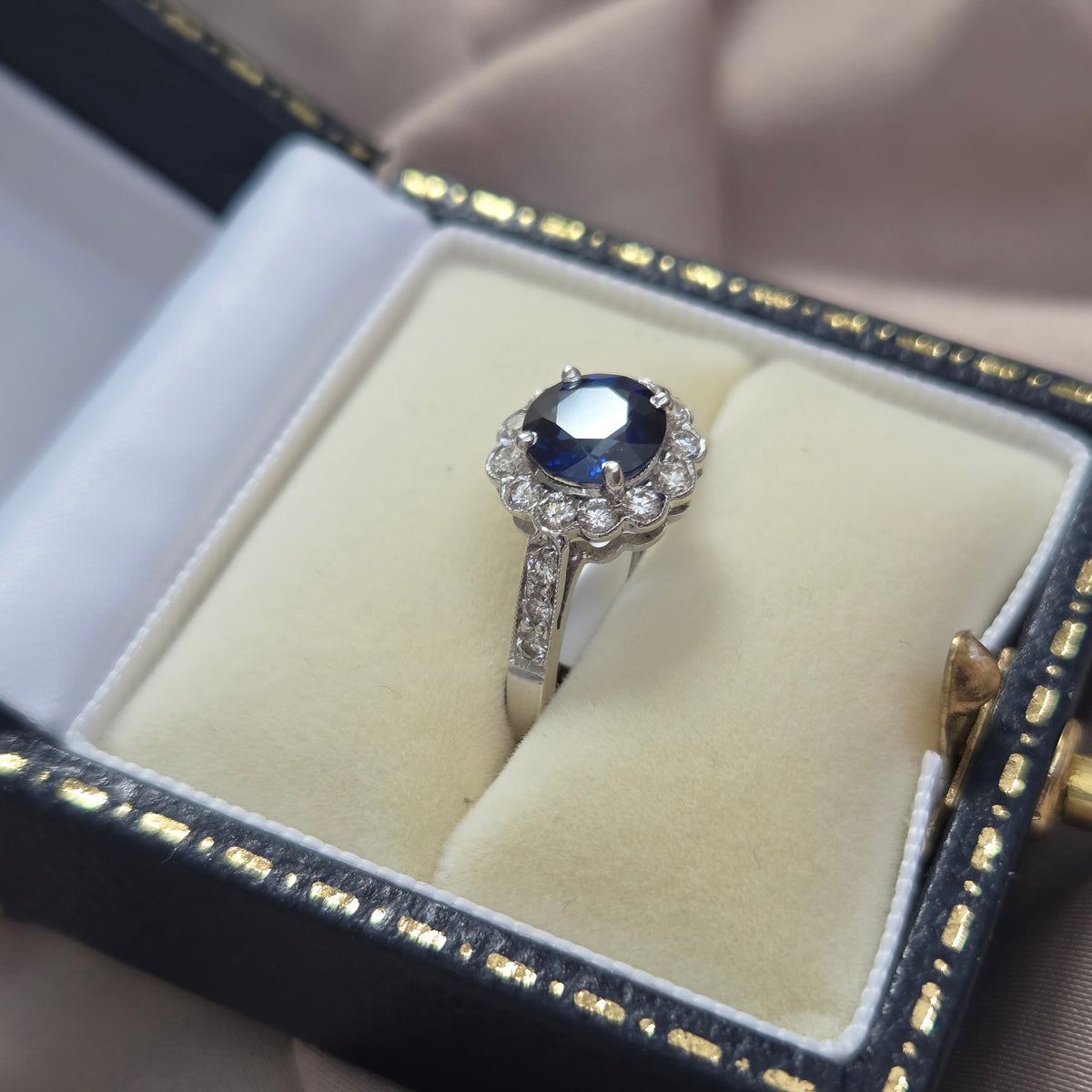 1.65ct Sapphire and Diamond Floral Cluster Engagement Ring