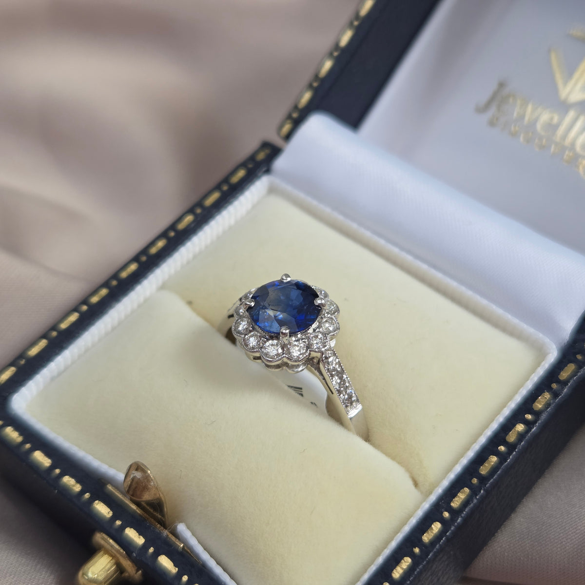 1.65ct Sapphire and Diamond Floral Cluster Engagement Ring