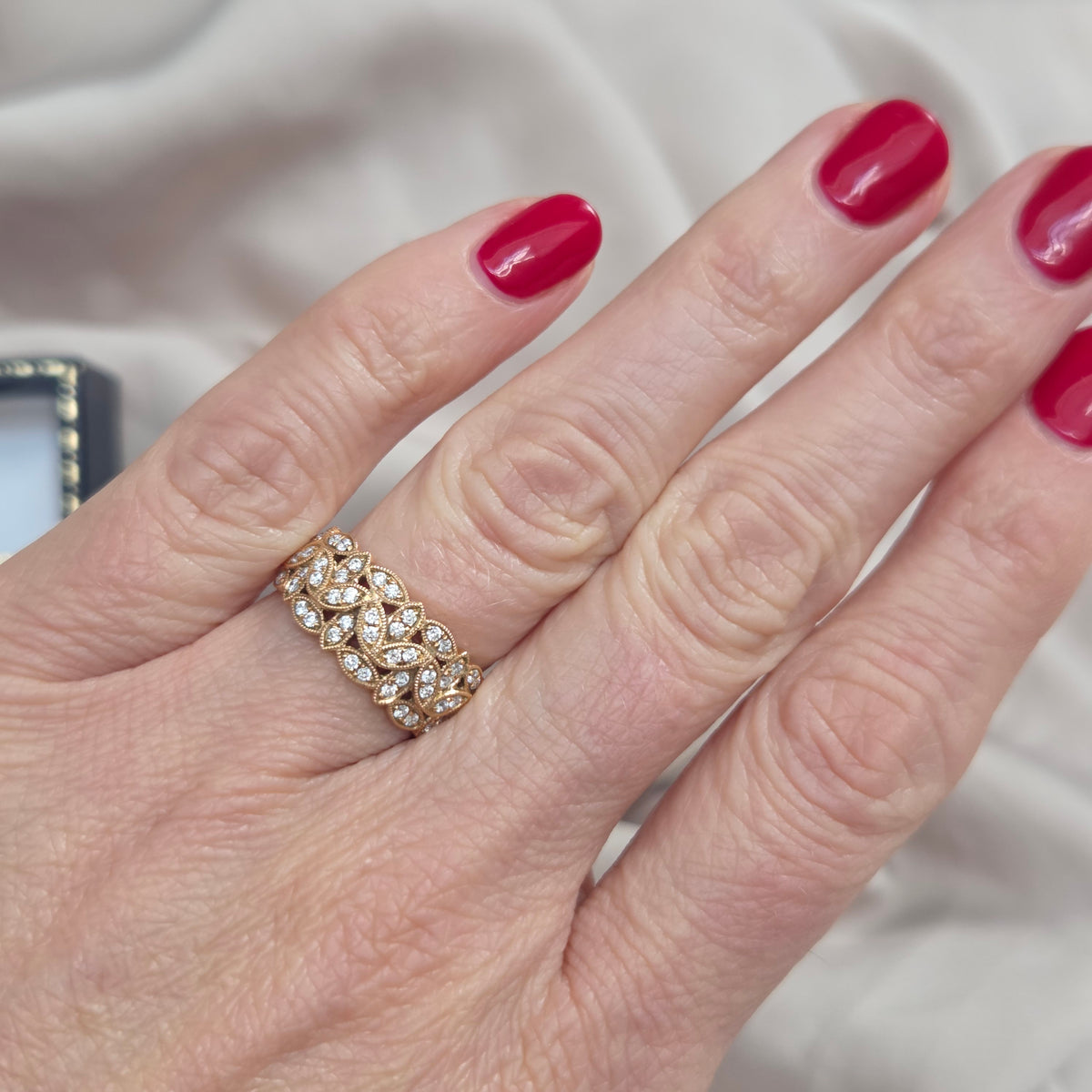 Diamond Set Wide Band Ring in 18ct Rose Gold