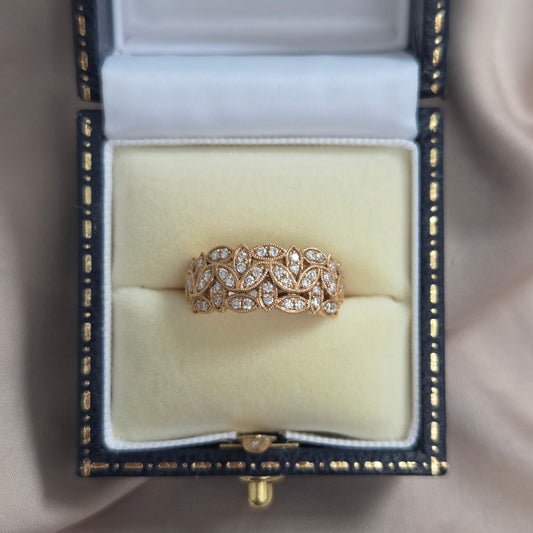 Diamond Set Wide Band Ring in 18ct Rose Gold