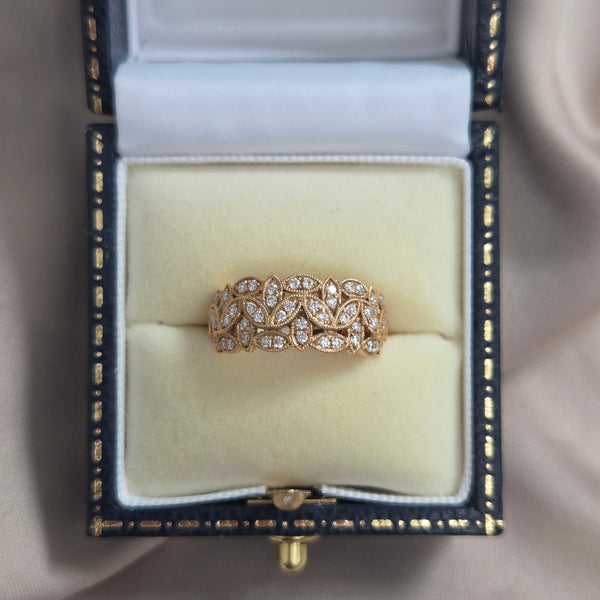 Diamond Set Wide Band Ring in 18ct Rose Gold