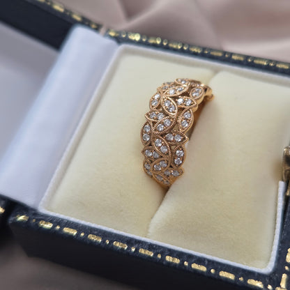 Diamond Set Wide Band Ring in 18ct Rose Gold