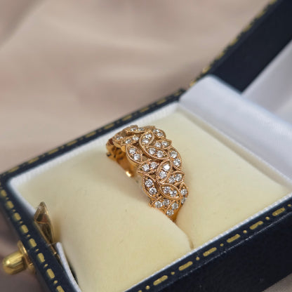 Diamond Set Wide Band Ring in 18ct Rose Gold