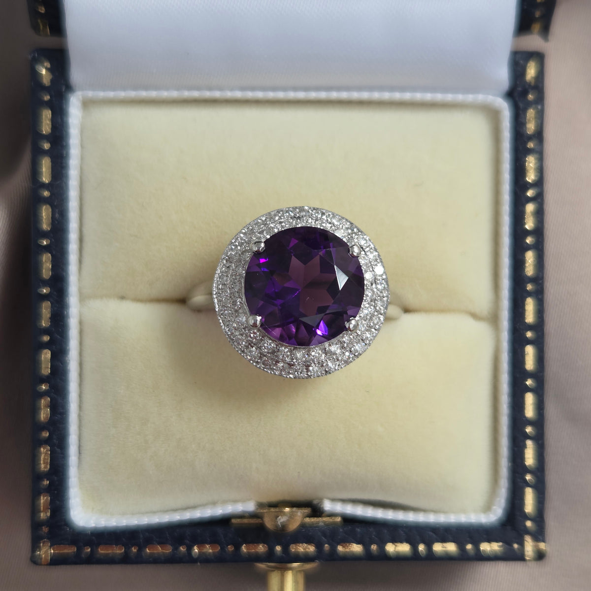3.26ct Amethyst and Diamond Cluster Dress Ring