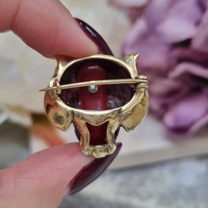 Antique Diamond and Black Enamel Tiger Brooch