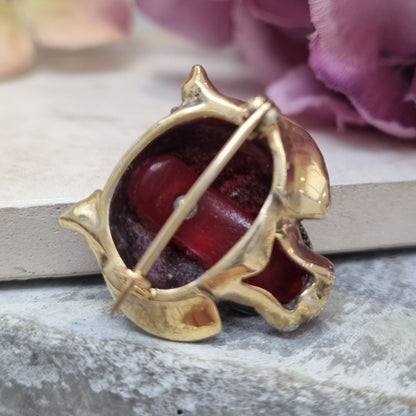 Antique Diamond and Black Enamel Tiger Brooch