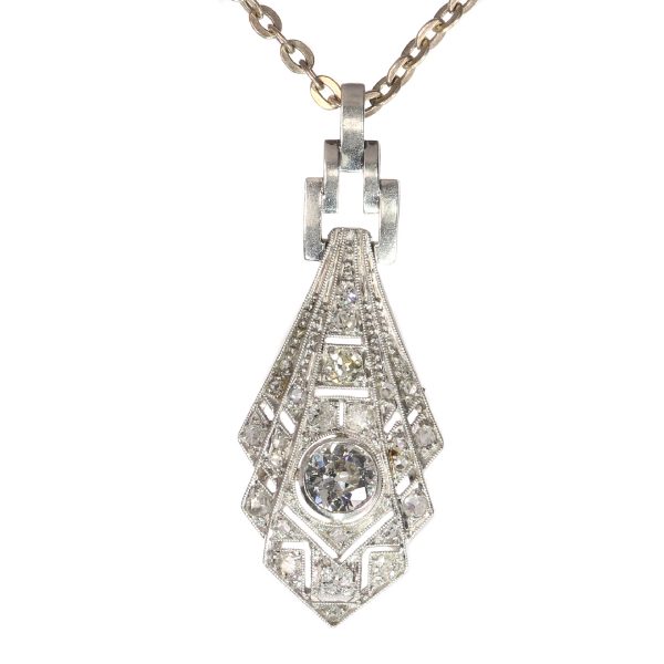 Antique Art Deco Old European Cut Diamond Pendant