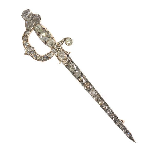 Antique Dutch Diamond Rapier Sword Brooch
