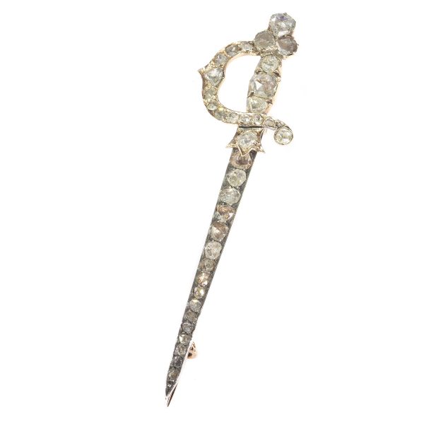Antique Dutch Diamond Rapier Sword Brooch